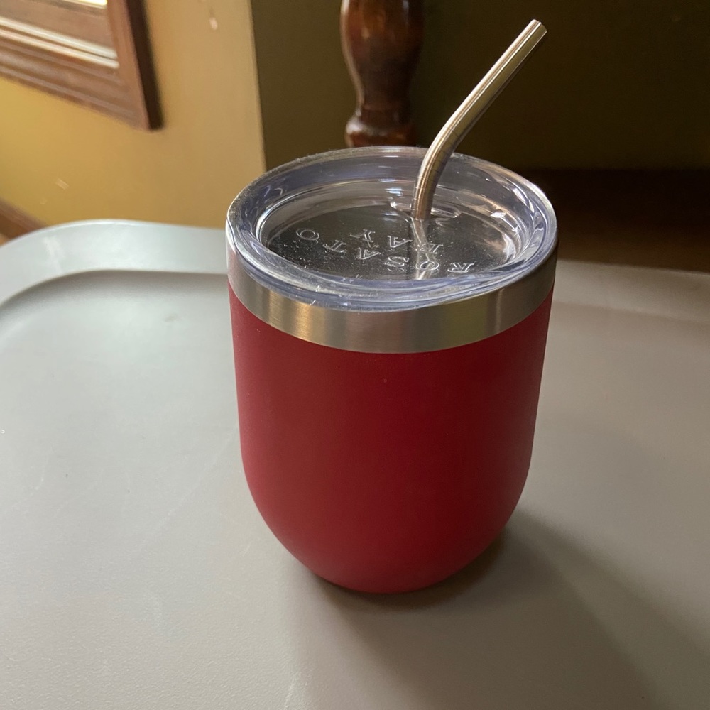 Red Wine Tumbler with Straw